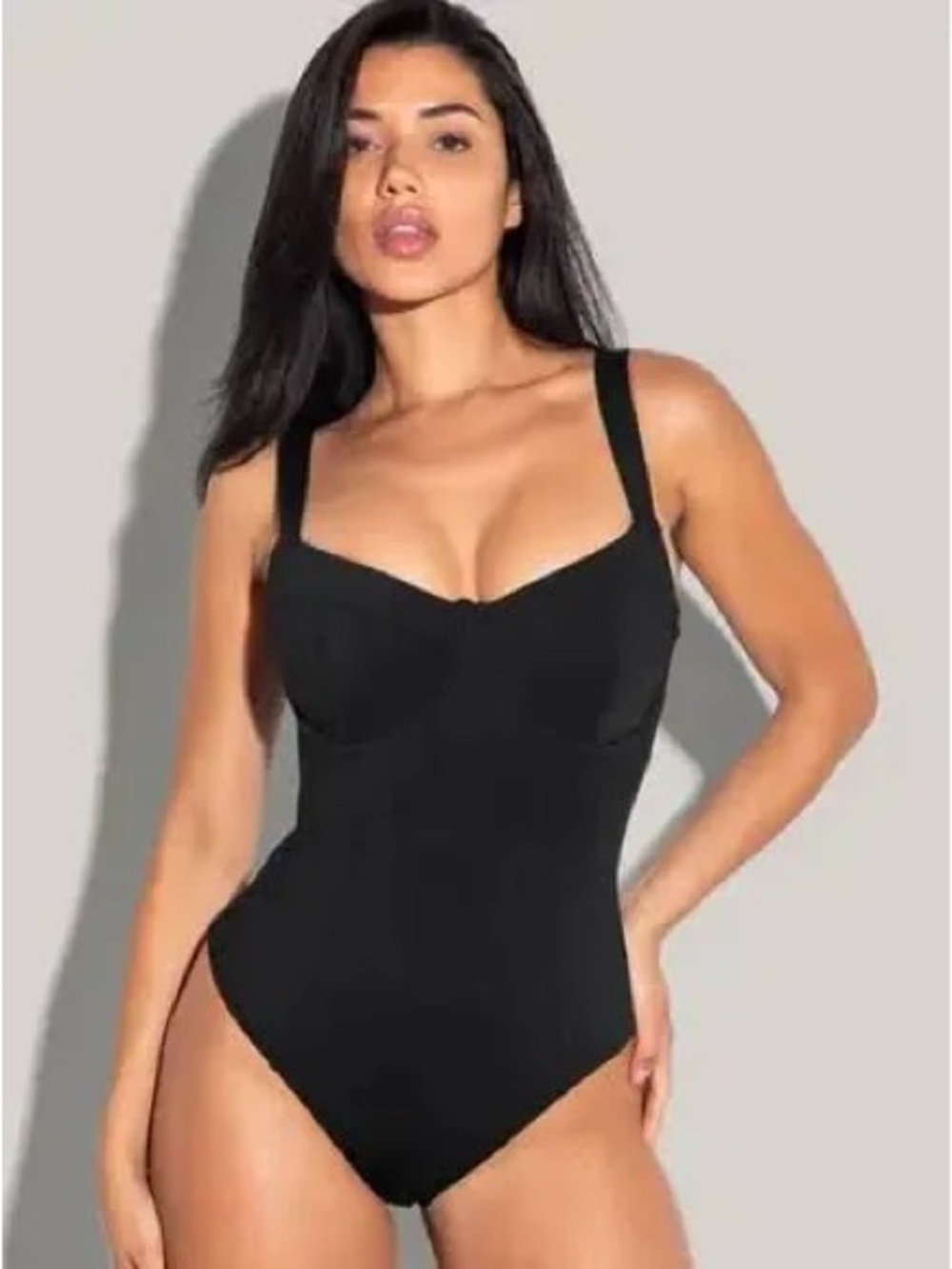 TA3 Sleek Black Underwire One-Piece Swimsuit
